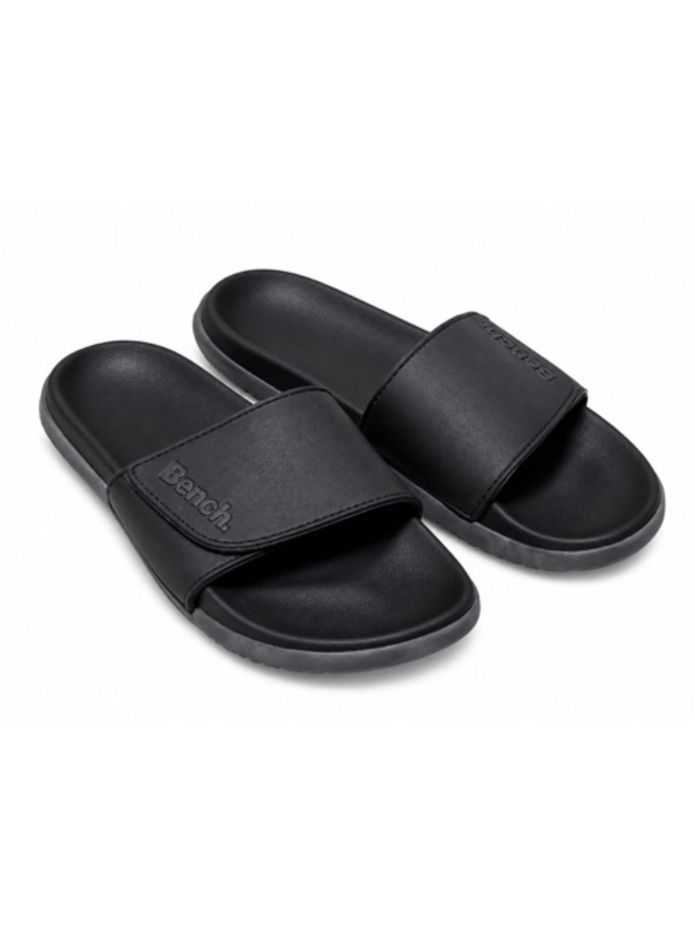 Bench Black Logo Strap Slide Sandals Adjustable – Size 8 GUC